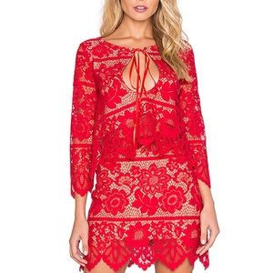 For Love & Lemons Gianna crop top and skirt set XS